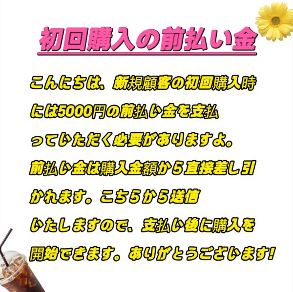初回購入の前払い金5000円の